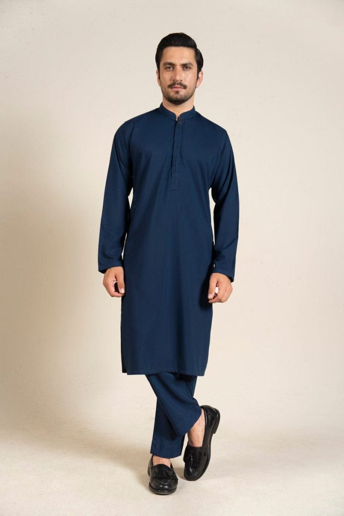 Alkaram Men’s Blended – Navy Blue