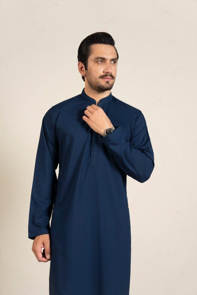 Alkaram Men’s Blended – Navy Blue