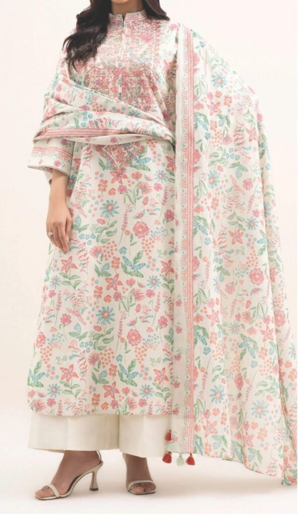 Maria.B Elahé Ivory Floral Jaal Lawn Suit
