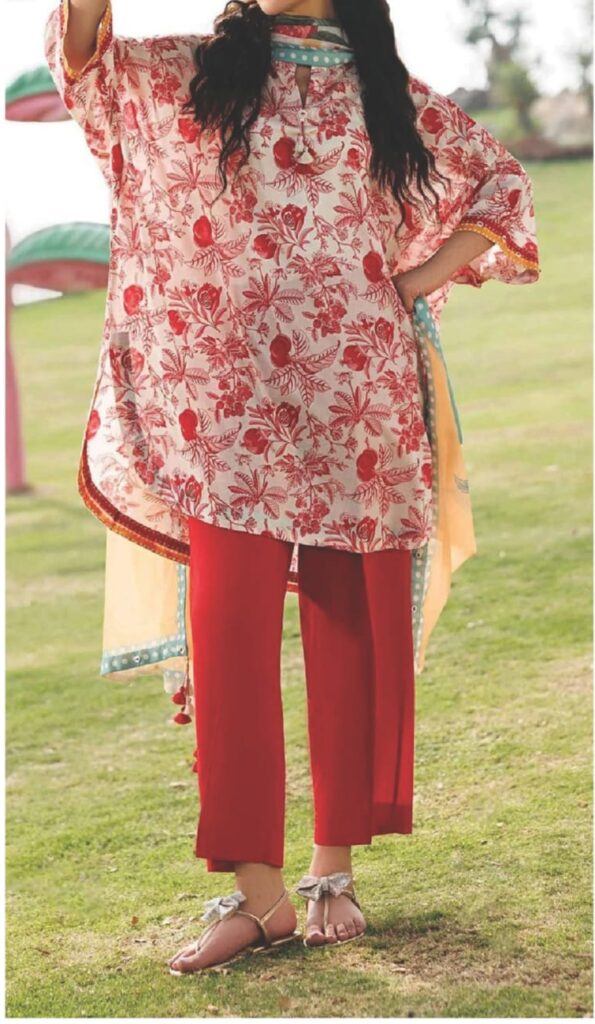 Maria.B Elahé Botanical Crimson Lawn Suit