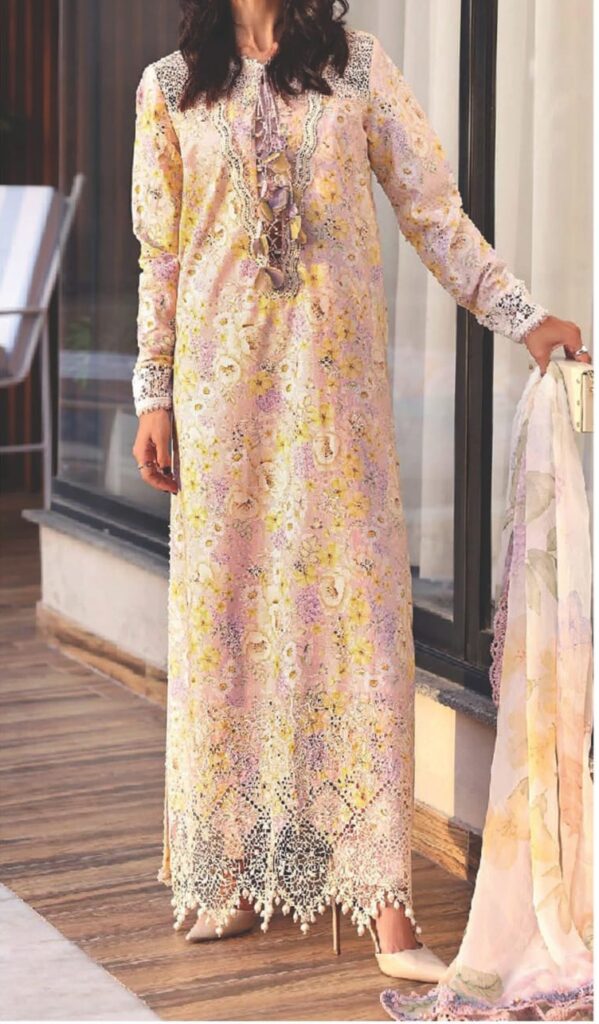 Maria.B Elahé Pastel Lilac Vintage Floral Lawn Suit
