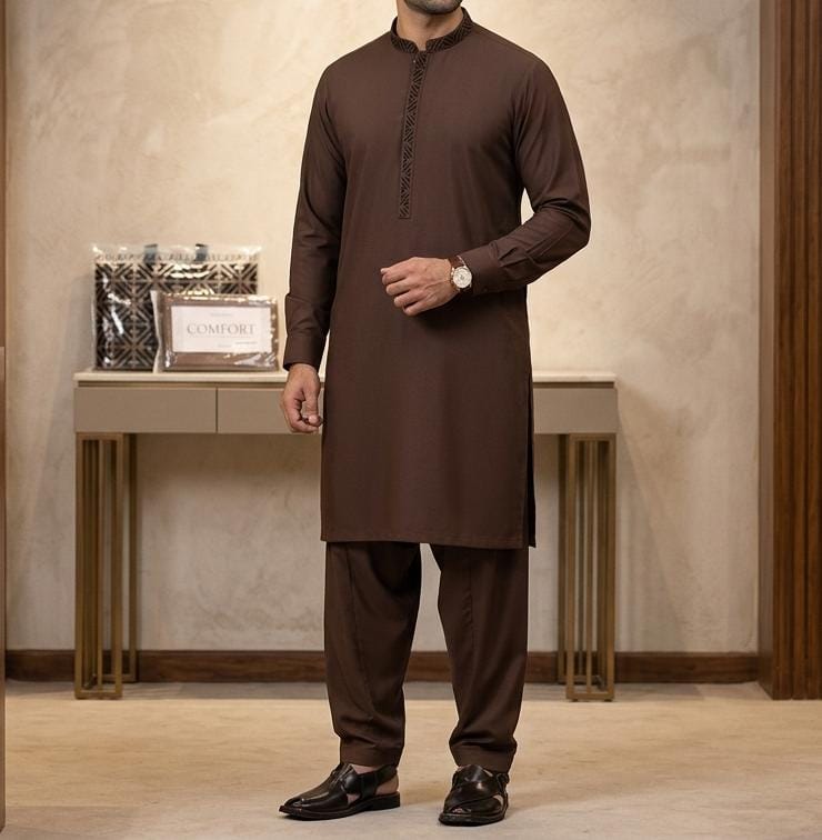 Zellbury COMFORT - Men's Unstitched  (Dark Brown)