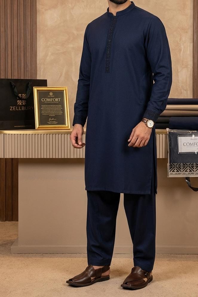 Zellbury COMFORT - Men's Unstitched (Navy Blue)