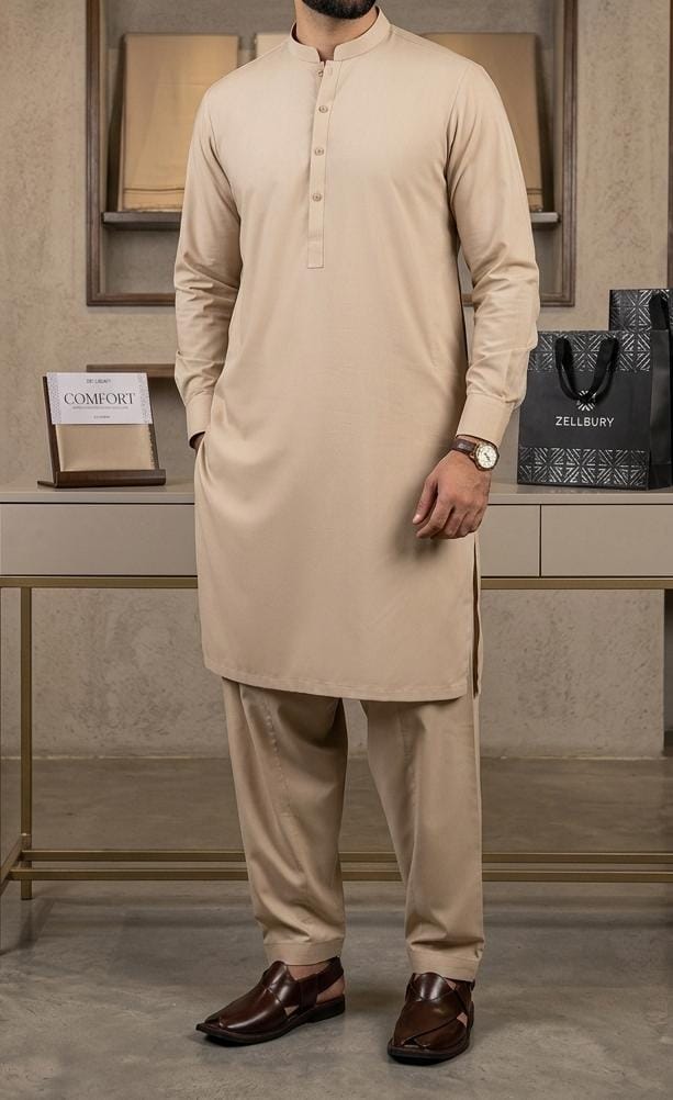 Zellbury COMFORT - Men's Unstitched | (Beige)