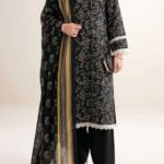 Sapphire Black & Gold Paisley Printed Lawn 3-Piece Suit