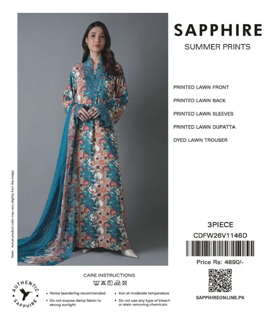 Sapphire Teal & Rust Abstract Printed Lawn 3-Piece Suit