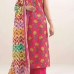 Sapphire Pink & Multicolored Zig-Zag Printed Lawn 3-Piece Suit