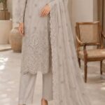 Nishat Grey Embroidered Self Jacquard Lawn 3-Piece Suit